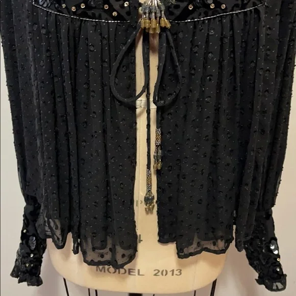 Zara Black Cut Velvet Sequin Baby Doll Top Jacket NWT